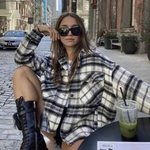 Zara Plaid Shacket - Small